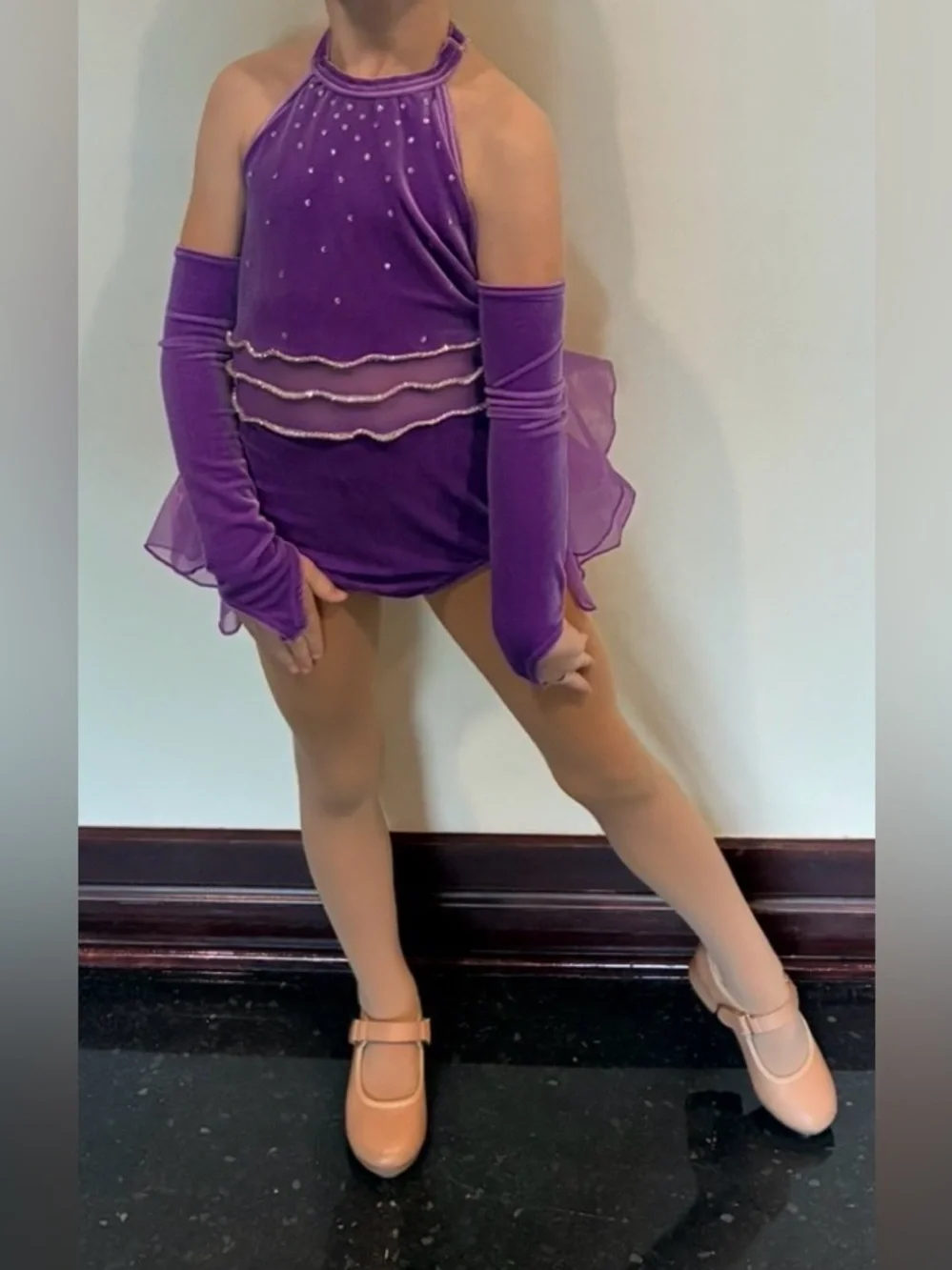 Weissman Showtime Amethyst Ballet Dance Costume 7/8 Gloves Pageant Sequin #16742